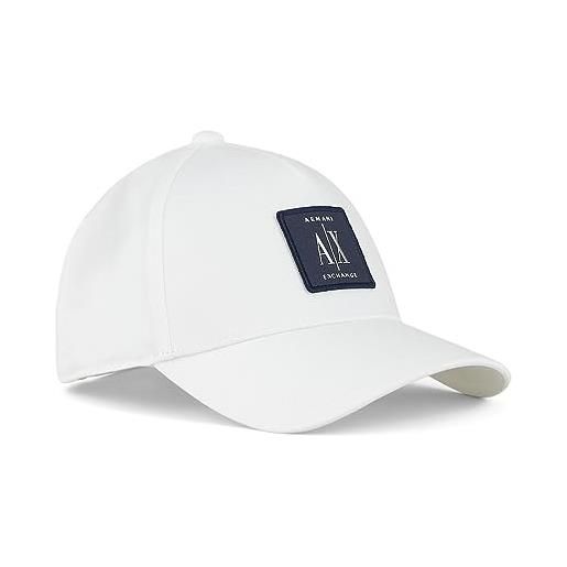 Armani Exchange patch logo hat berretto da baseball, bianco, taglia unica uomo