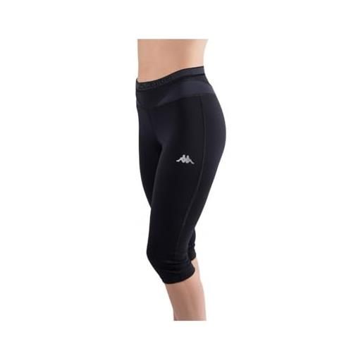 Kappa leggings donna fitness colore nero. Leggings capri sotto ginocchio. Ideali per palestra, jogging, allenamento sportivo. (l/xl)