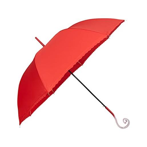 VIRSUS 1 ombrello lungo a palloncino resistente 8 stecche 9325 di colore rosso, aste e struttura in fibra rinforzata automatico e impugnatura a forma di cuore per donna pioggia inverno