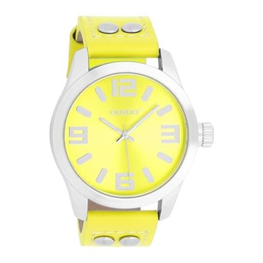 Oozoo orologio da polso junior basic neon line con cinturino in pelle, 40 mm, giallo neon, giallo fluo jr318, jr318 - giallo fluo