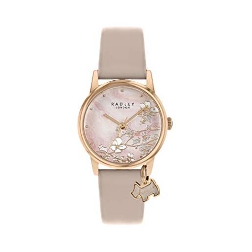 Radley botanical ry2884 - orologio da donna con cinturino in pelle rosa chiaro, motivo floreale, rosa chiaro, cinturino