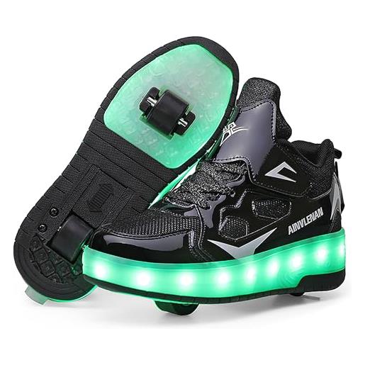 YongerYong scarpe con rotelle pattini led luce per ragazzi e ragazze, scarpe con automatiche rotelle retrattile, outdoor multisport ginnastica running sneaker per bambino