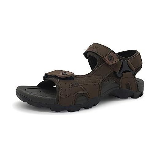 HEVA sandali uomo trekking sportivi outdoor scarpe leather estivi punta aperta(42 eu marrone)