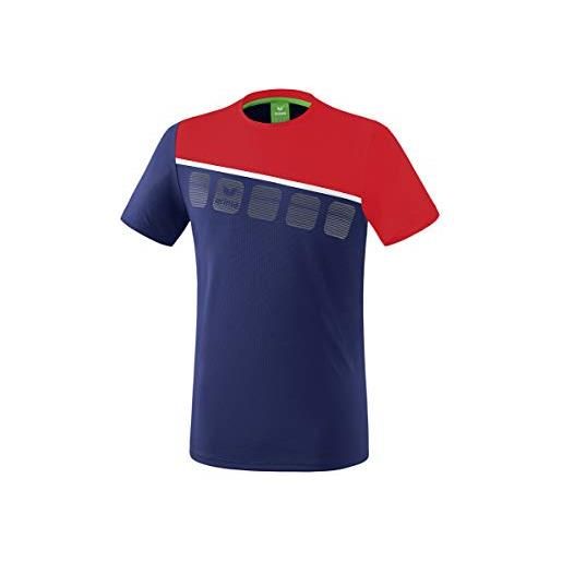 Erima 1081907, t-shirt unisex bambini, new navy/rosso/bianco, 128