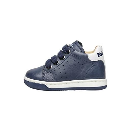 Falcotto adam-sneakers stringate in pelle bicolore, blu 23