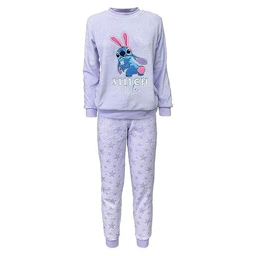 Disney pigiama invernale lungo donna stitch maglia e pantalone in pile 6210