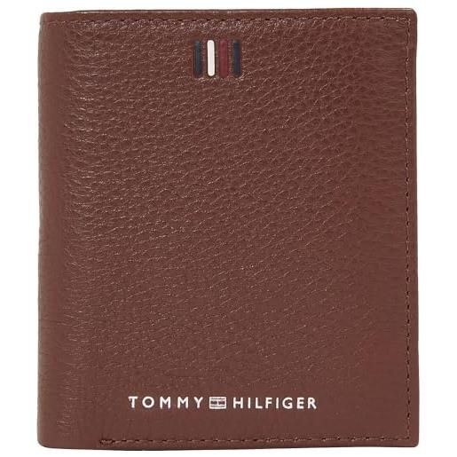 Tommy Hilfiger portafoglio uomo central trifold in pelle, multicolore (black), taglia unica