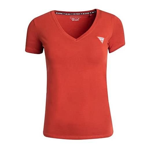 GUESS t-shirt in terracotta da donna mini triangle, rosso, xs