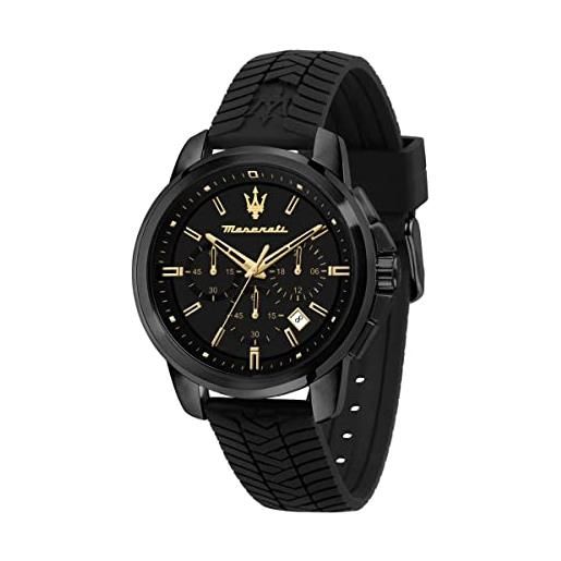 Maserati orologio da uomo, collezione successo, in acciaio, silicone, con cinturino in silicone - r8871621011