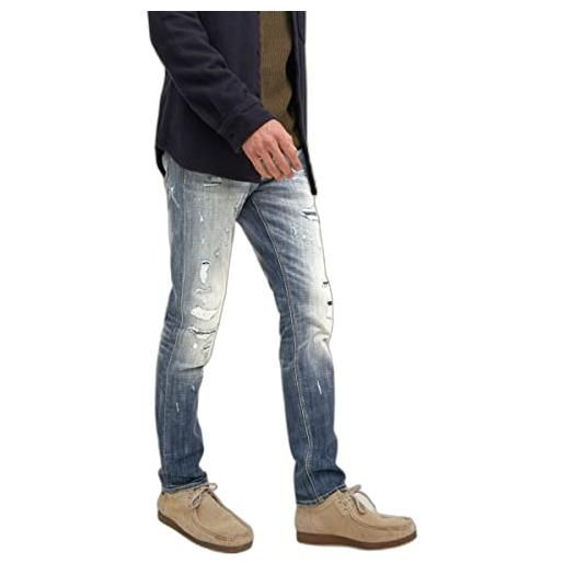 JACK & JONES jeans glenn elasticizzato, con rotture e schizzi blu 33w / 30l denim jeans