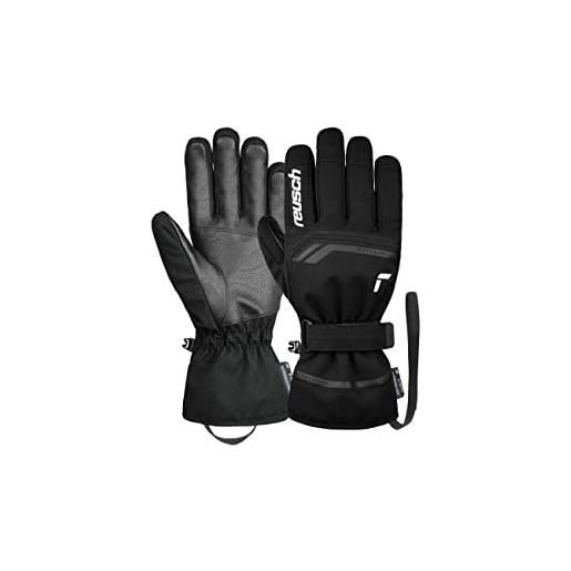 Reusch primus r-tex xt-guanti da sci con membrana impermeabile, comodi e caldi invernali, nero/bianco, 7.5 uomo