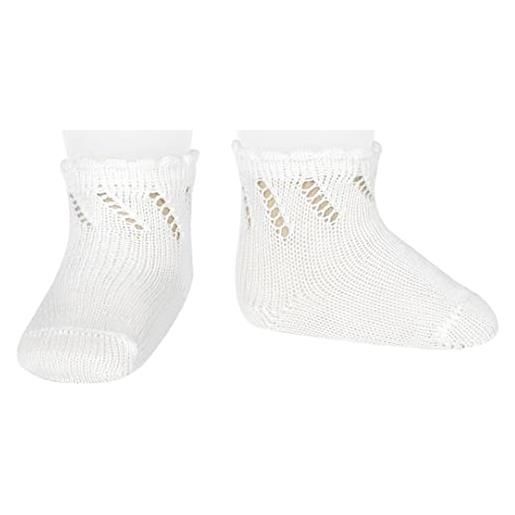 Cóndor calcetines cortos de perlé para bebé con calado diagonal de blanco, talla 00 (3-6 meses)