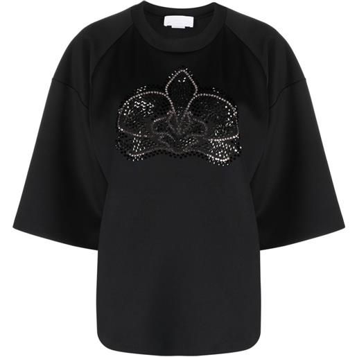 Genny t-shirt con decorazione di cristalli - nero