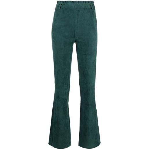 Arma pantaloni svasati in pelle - verde