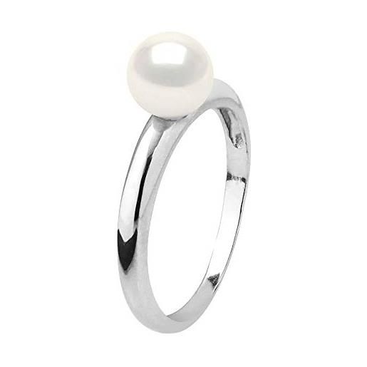 PEARLS & COLORS NATURAL FINE PEARLS pearls & colors - anello in oro con autentica perla d'acqua dolce rotonda di 6-7 mm - bianco naturale - qualità aaa+ - gioielli da donna