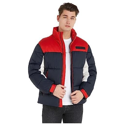 Tommy Hilfiger giacca uomo puffer jacket giacca invernale, multicolore (rwb colourblock), xl