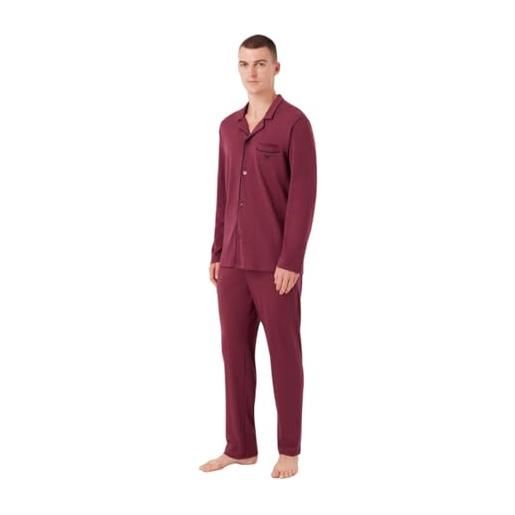 Emporio Armani interlock pajama set da uomo con maglietta e pantaloni, bordeaux, xl (pacco da 2)