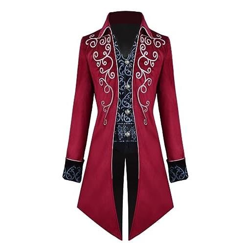 Chaies cappotto steampunk - ricamo steampunk vintage gotico | giacca gotica da uomo, redingote, cappotto rinascimentale giacca vittoriana da uomo