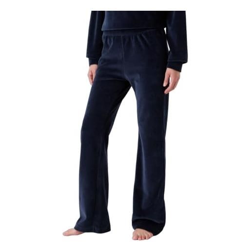 Emporio Armani pantaloni da donna in velluto a coste felpati, blu marino, m