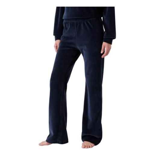 Emporio Armani pantaloni da donna in velluto a coste felpati, blu marino, xs