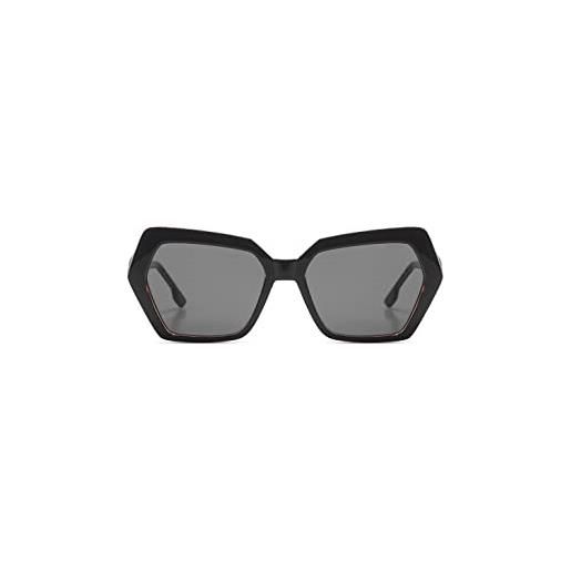 KOMONO poly black tortoise unisex hexagonal cellulose propionate sunglasses for men and women with uv protection and scratch-resistant lenses