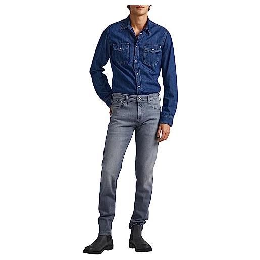Pepe Jeans finsbury, jeans uomo, grigio (denim-ue8), 34w / 32l