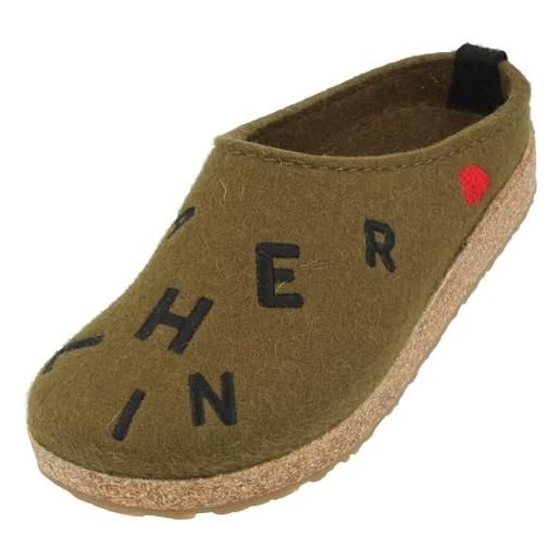 HAFLINGER pantofole da donna grizzly letter 741038, numero: 41 eu, colore: verde