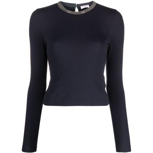 Brunello Cucinelli long-sleeved ribbed top - blu