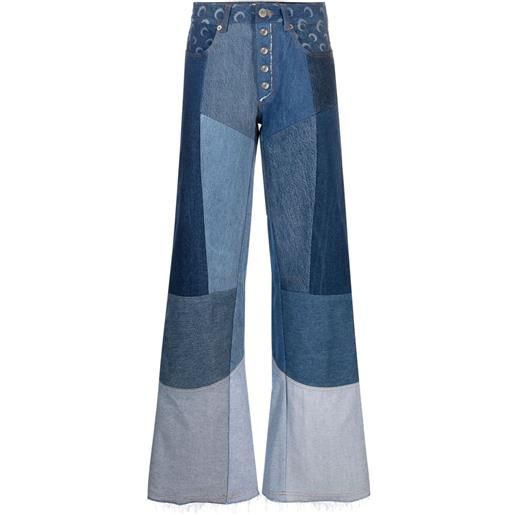 Marine Serre jeans regenerated patchwork svasati - blu