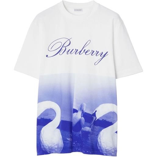 Burberry t-shirt con stampa swan - bianco
