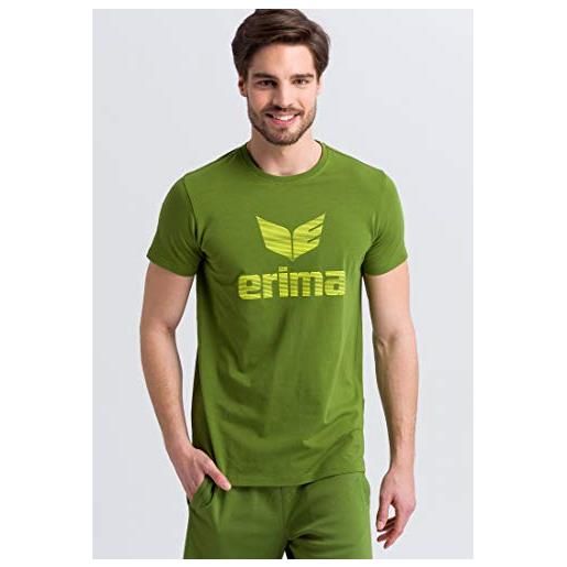 Erima t-shirt essential t-shirt, uomo, grigio chiaro melange/twist of lime, m
