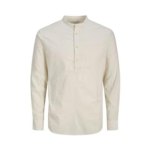 JACK & JONES camicia colletto alla coreana, slim fit, maniche lunghe. Beige