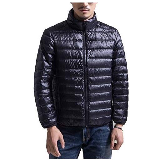 YAOTT piumino corto leggero ripiegabile da uomo giacca trapuntata a prova di vento cappotto imbottito invernale manica lunga carbone 4xl