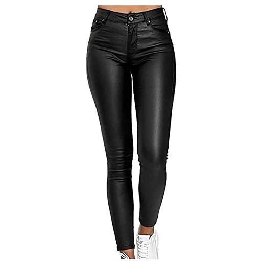 NIULI pantaloni in pelle da donna, leggings skinny sexy, effetto pelle pu elasticizzata, pantaloni in ecopelle, push up (color: noir, size: s)