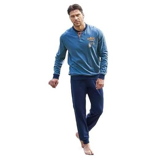 Navigare pigiama uomo cotone jersey manica lunga misure comode conformate 56-58-60 2141437b (60)