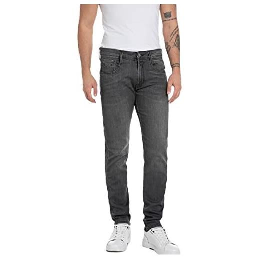Replay jeans da uomo anbass slim fit con power stretch, blu (light blue 010), 34w / 30l