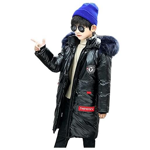 YFPICO ragazzi cappotto invernale bambini giacca impermeabile cappuccio pelliccia finta imbottito giacca parka caldo medio lungo piumino alternativo età 7-15 anni