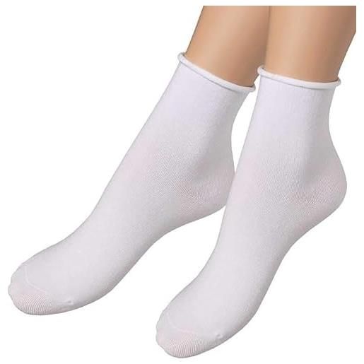 Sweet years 12 paia calza sanitaria senza elastico compressione graduata per uomo e donna, taglie e colori assortitti (38-41, bianco)