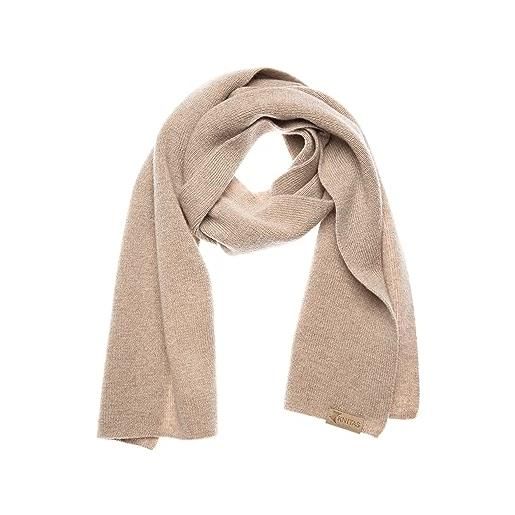 KNITAS sciarpa lavorata a maglia in merino e cashmere per neonati e bambini, calda sciarpa invernale a maglia, per ragazzi e ragazze, comoda sciarpa super morbida di colore beige, dimensioni 110x18cm
