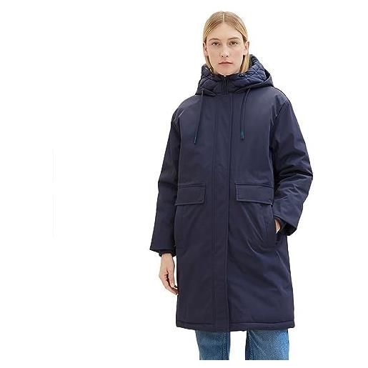 TOM TAILOR impermeabile con trapuntatura e cappuccio, 10668-sky captain blue, l donna