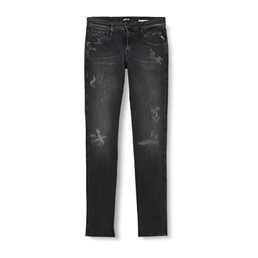 Replay jeans da uomo anbass slim fit con power stretch, blu (light blue 010), 34w / 34l