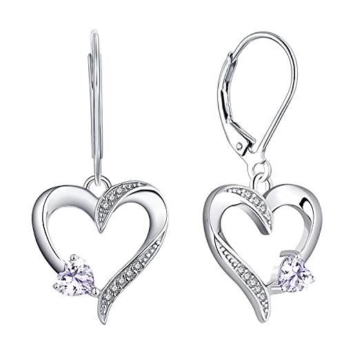 YL orecchini cuore argento 925 taglio giugno pietra portafortuna alessandrite orecchini a cuore d'amore per donne