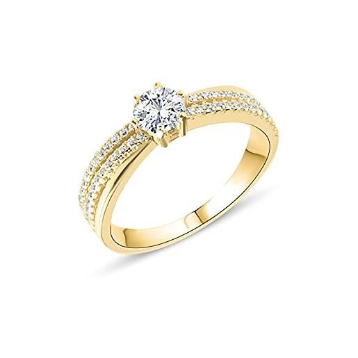 Anellissimo anello solitario incrocio donna argento 925 placcato oro 18 carati con zirconi - 20
