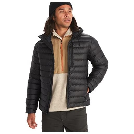 Marmot uomo highlander hoody, piumino caldo, cappotto invernale isolato con cappuccio, giacca da esterno leggera, giacca funzionale traspirante e antivento, arctic navy/port royal, xxl