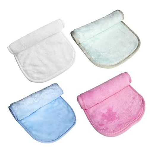 CUHZA asciugamani viso struccanti 4 pezzi, panni struccanti in microfibra, panni struccanti in microfibra lavabili e riutilizzabili in 4 colori-20 * 40cm
