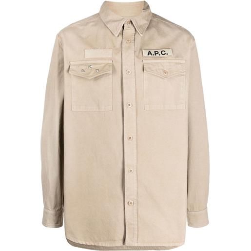 A.P.C. giacca-camicia con applicazione - toni neutri