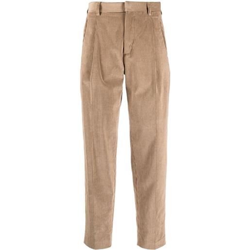Woolrich pantaloni a coste con pieghe - marrone