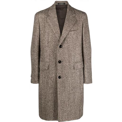 Tagliatore notched-lapels contrasting-trim coat - marrone
