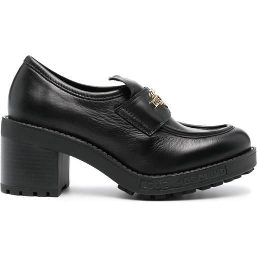Love Moschino logo-lettering leather loafers - nero