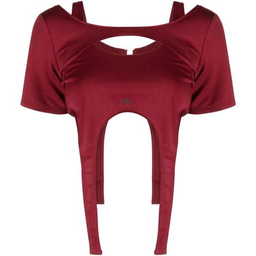 HELIOT EMIL cropped asymmetric t-shirt - rosso